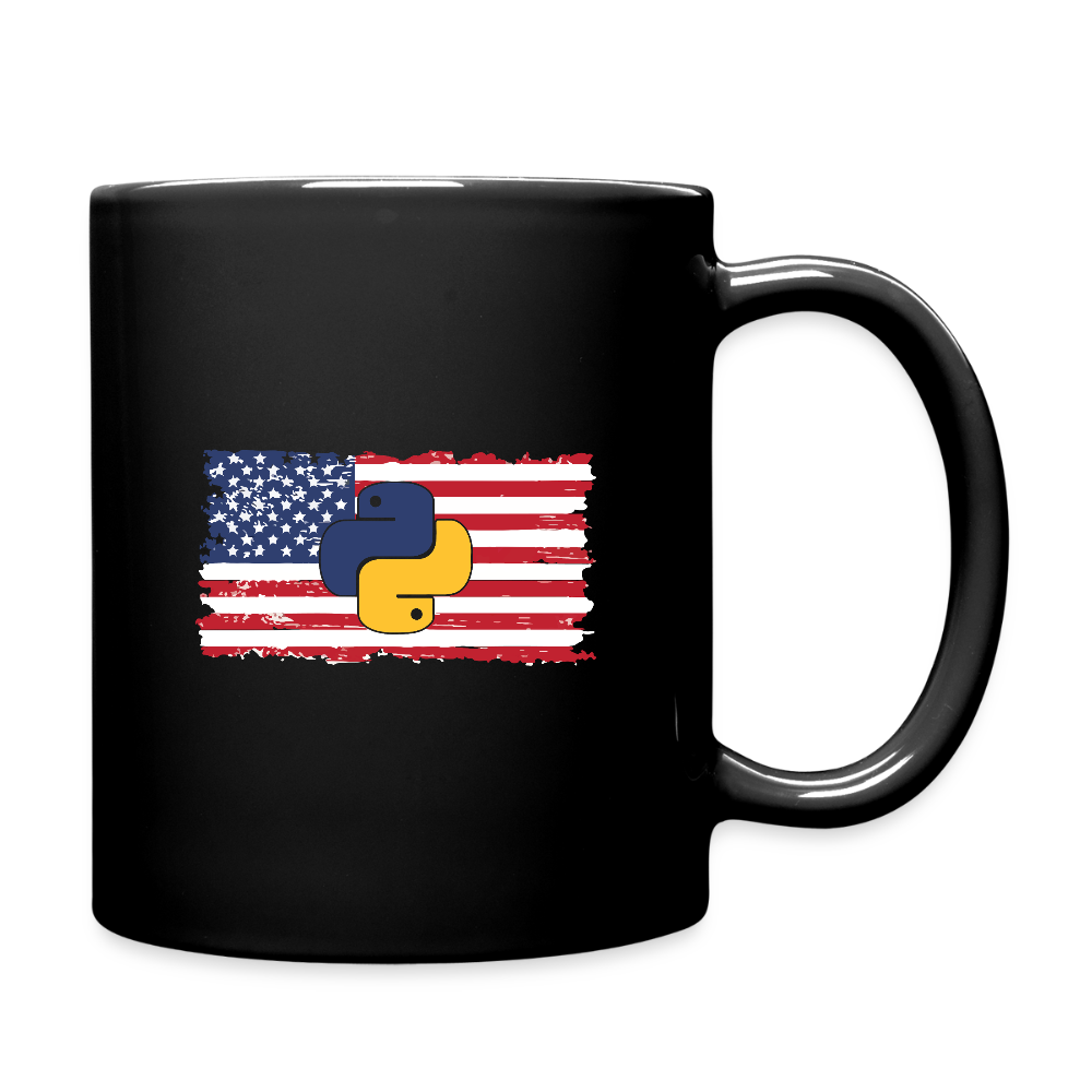 Python Logo - US Flag (Full Color Mug) - black