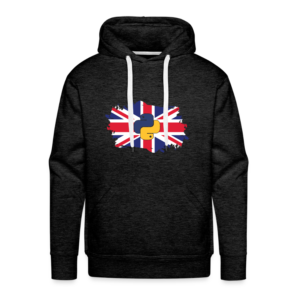 Python Logo - UK Flag (Men's Premium Hoodie) - charcoal grey