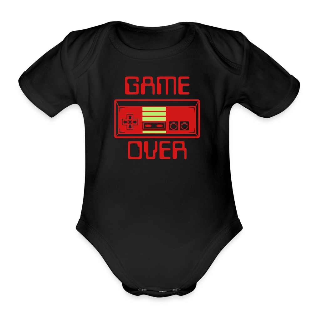 Game Over (Organic Short Sleeve Baby Bodysuit) - black