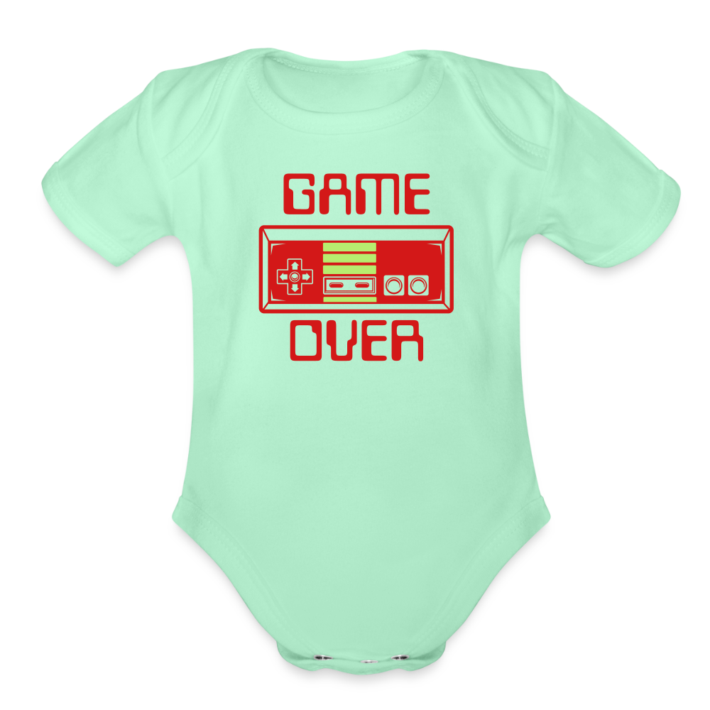 Game Over (Organic Short Sleeve Baby Bodysuit) - light mint
