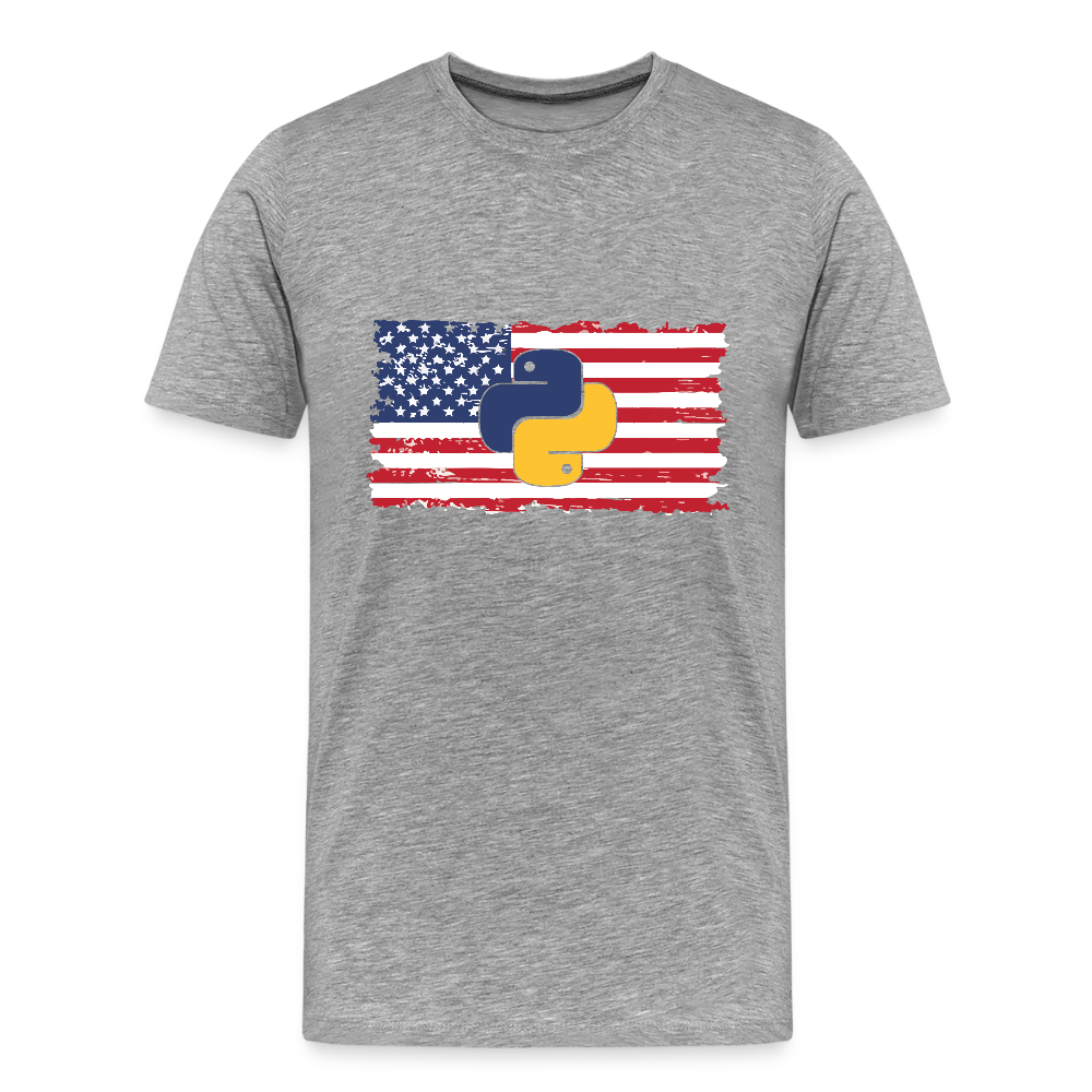 Python Logo - US Flag (Men's Premium T-Shirt) - heather gray