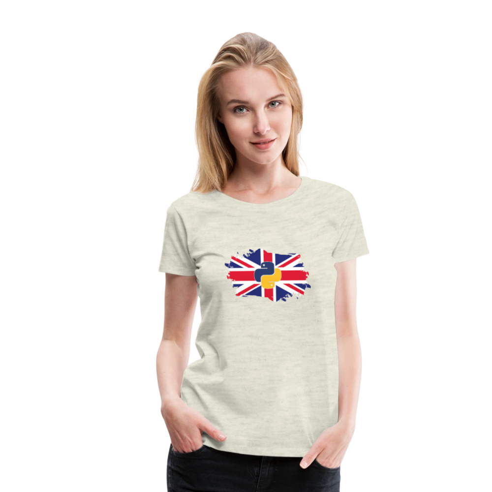 Python Logo - UK Flag (Women's Premium T-Shirt) - heather oatmeal