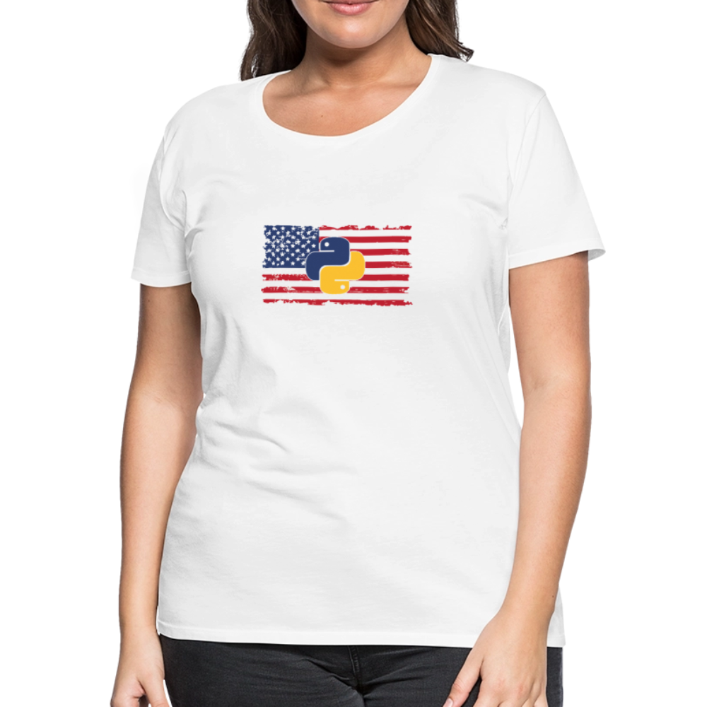 Python Logo - US Flag (Women's Premium T-Shirt) - white