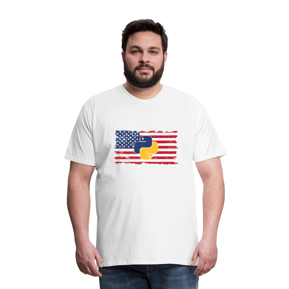 Python Logo - US Flag (Men's Premium T-Shirt) - white