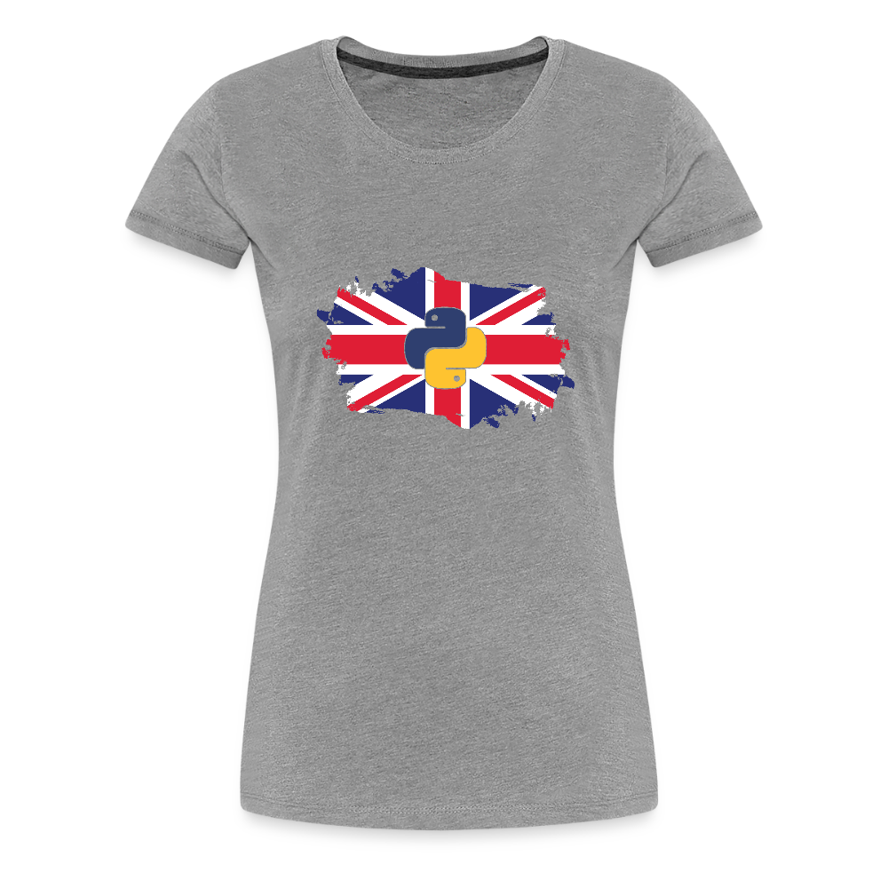 Python Logo - UK Flag (Women's Premium T-Shirt) - heather gray