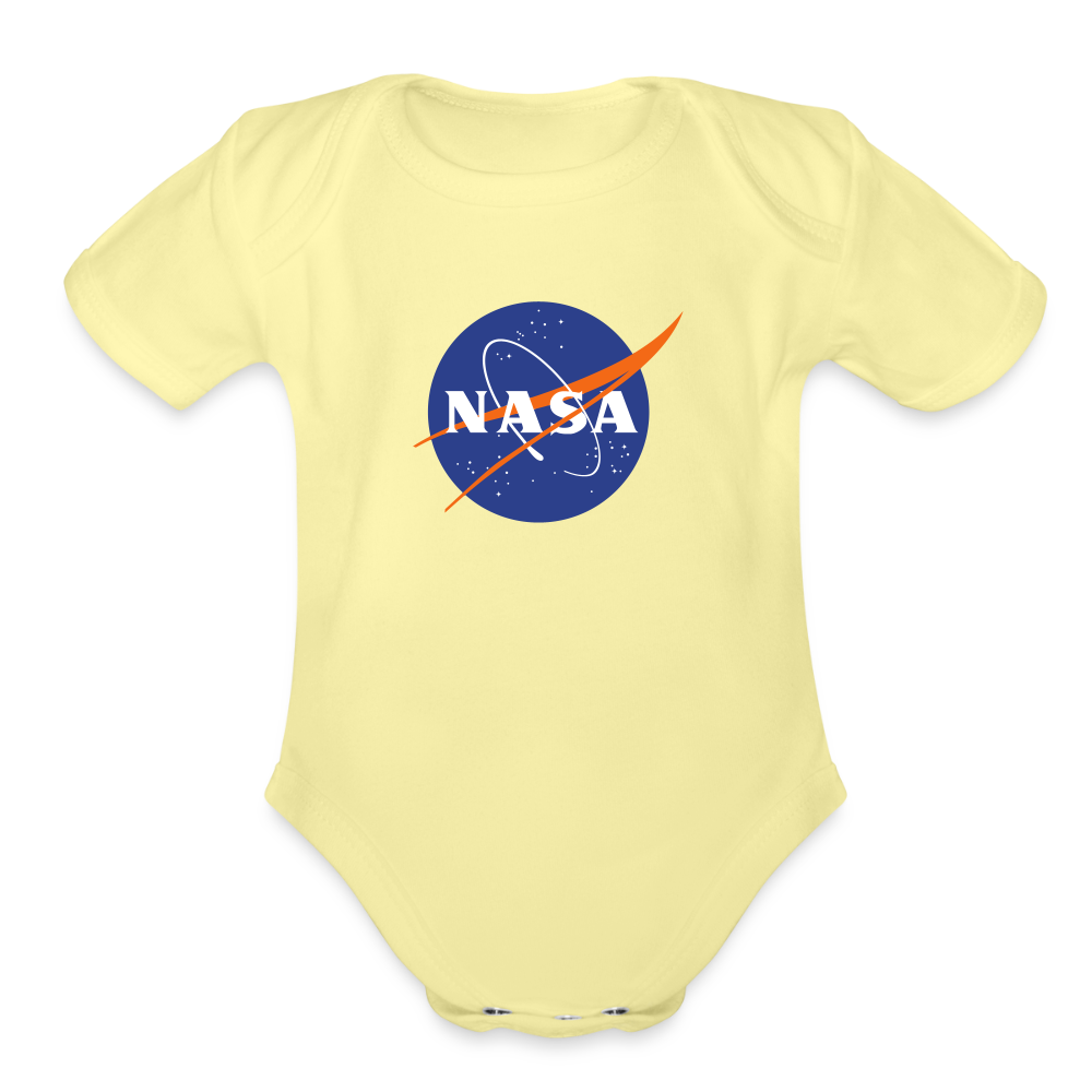NASA Logo (Organic Short Sleeve Baby Bodysuit) - washed yellow