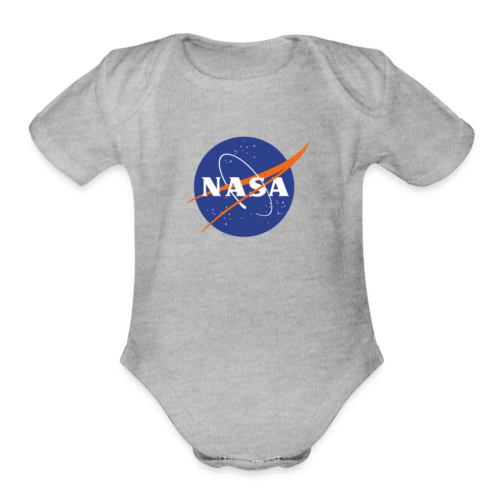 NASA Logo (Organic Short Sleeve Baby Bodysuit) - heather grey