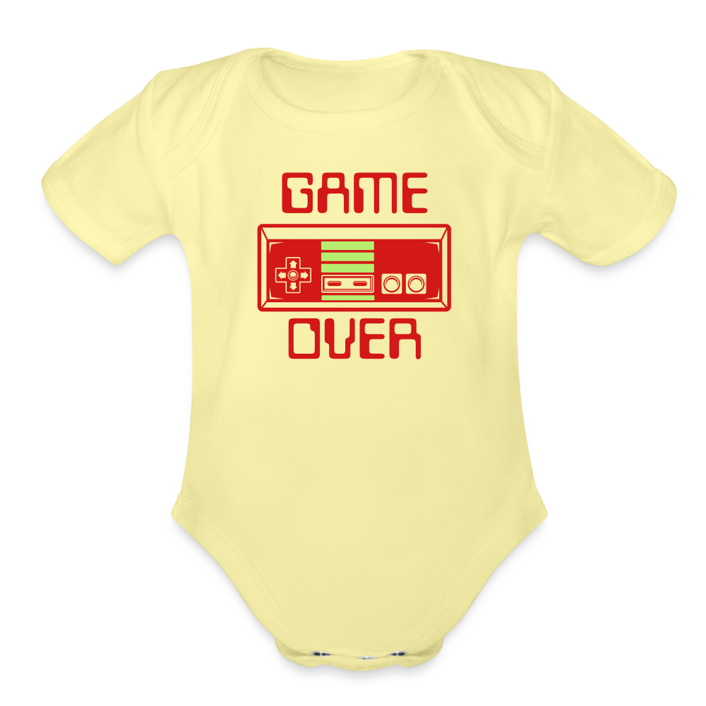 Game Over (Organic Short Sleeve Baby Bodysuit) - washed yellow