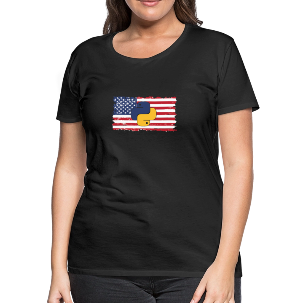 Python Logo - US Flag (Women's Premium T-Shirt) - black