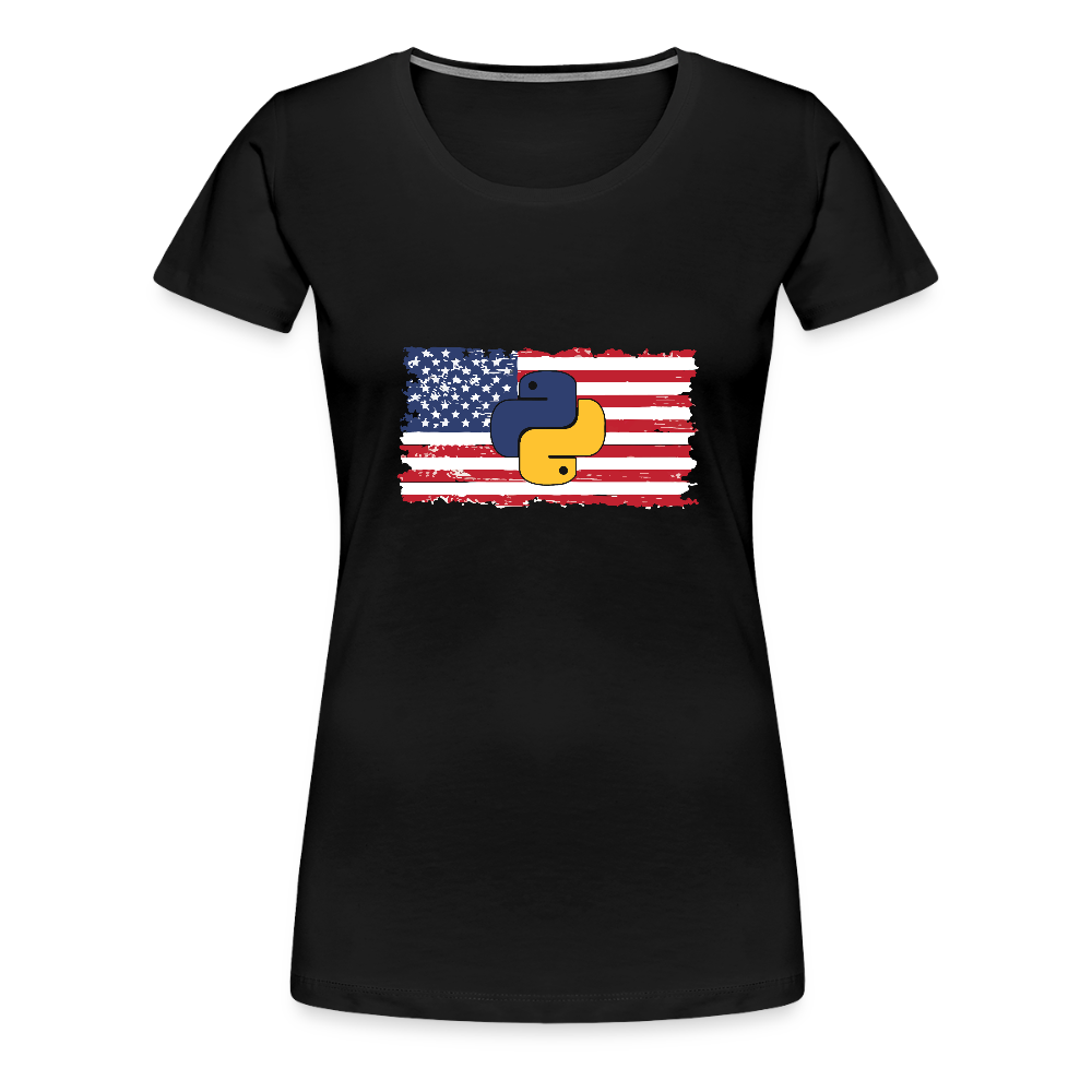 Python Logo - US Flag (Women's Premium T-Shirt) - black