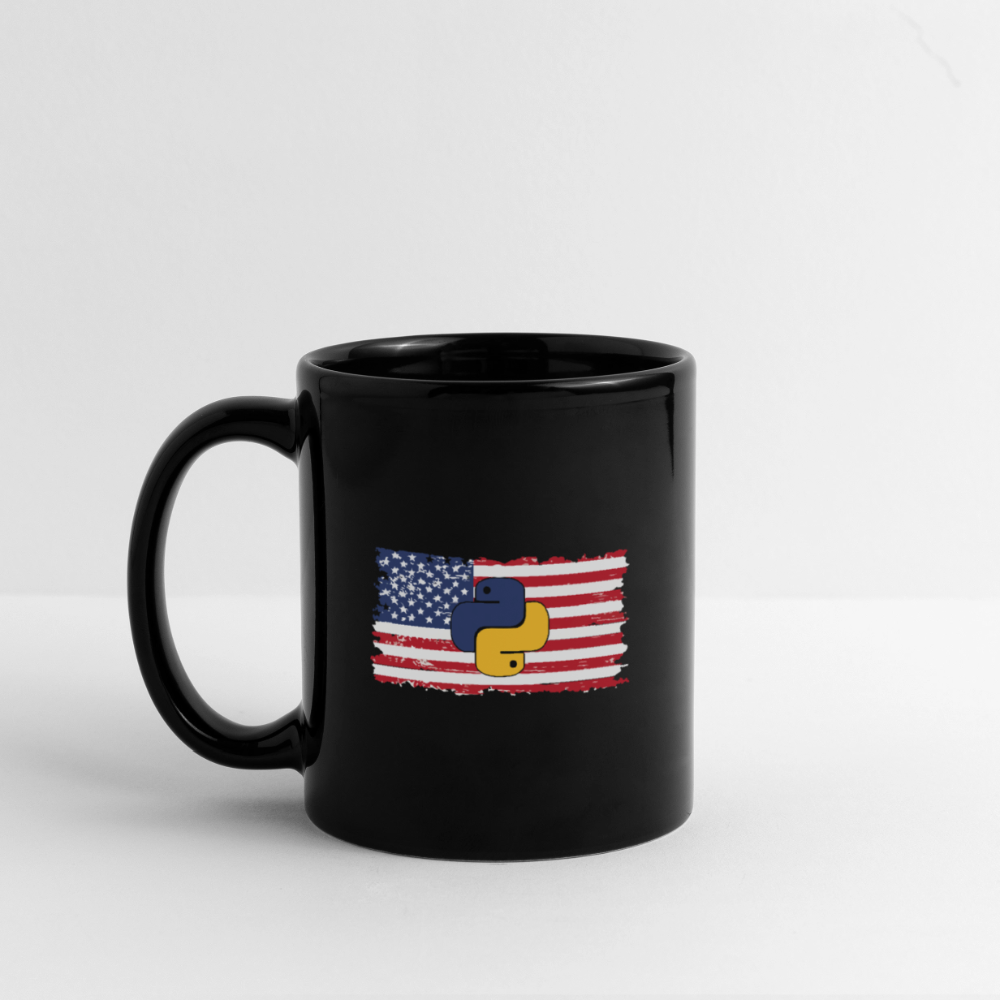 Python Logo - US Flag (Full Color Mug) - black