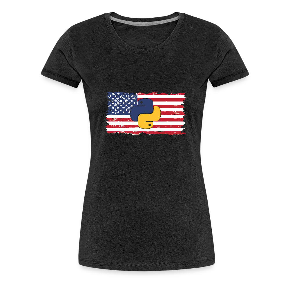 Python Logo - US Flag (Women's Premium T-Shirt) - charcoal grey