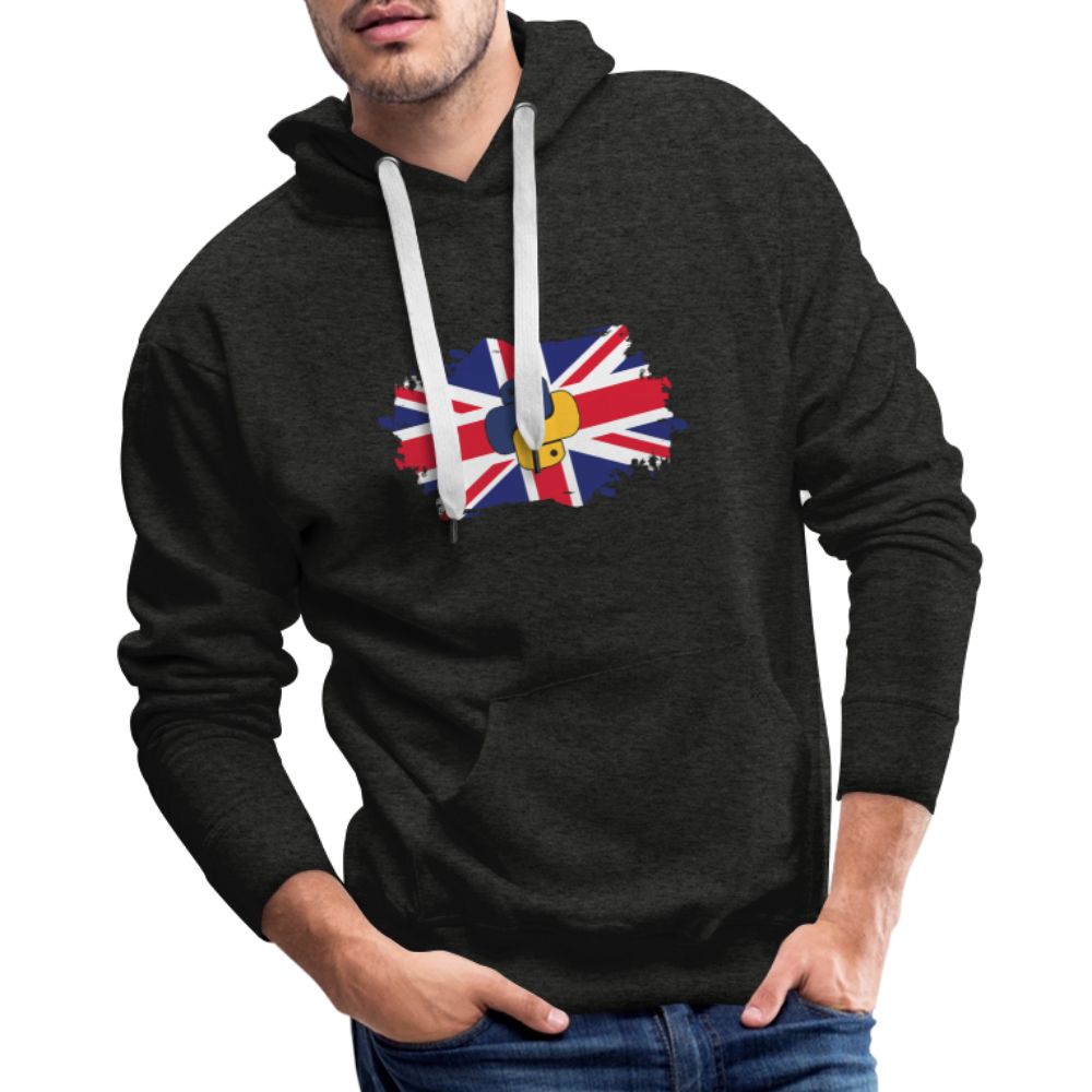 Python Logo - UK Flag (Men's Premium Hoodie) - charcoal grey