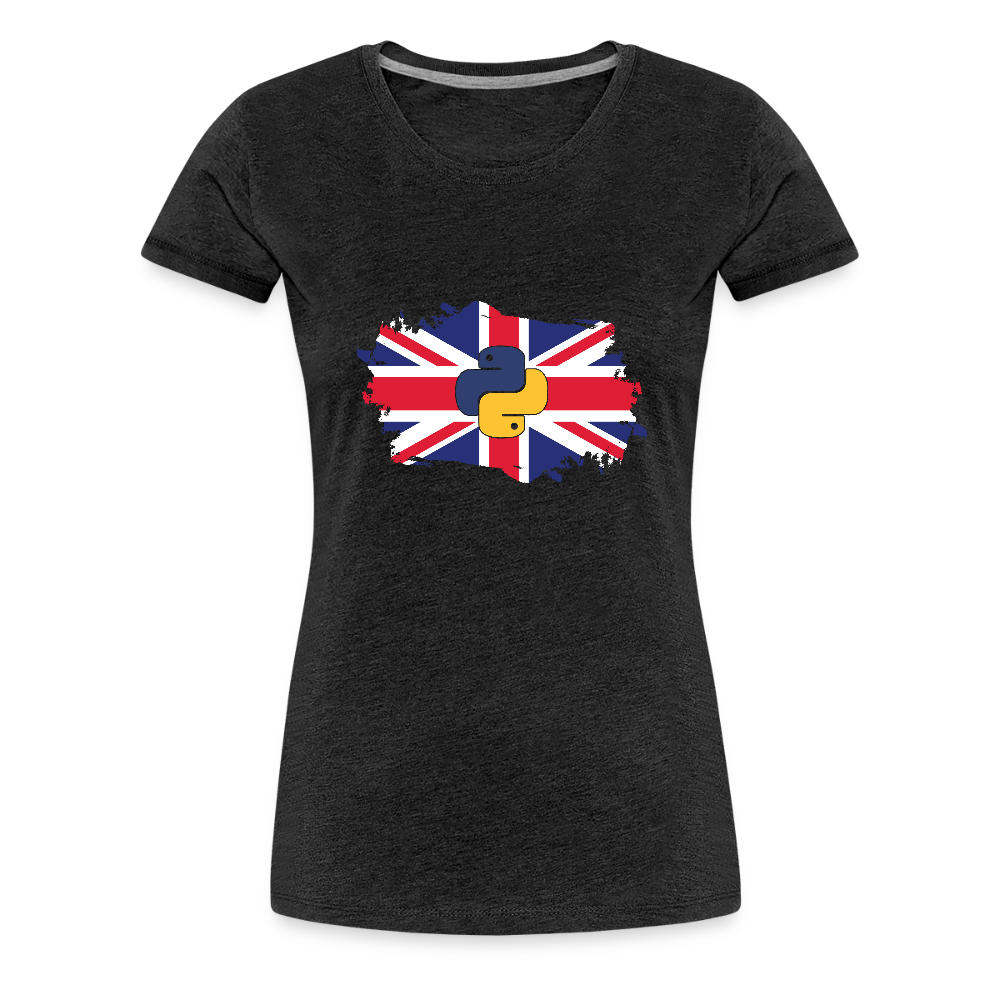 Python Logo - UK Flag (Women's Premium T-Shirt) - charcoal grey