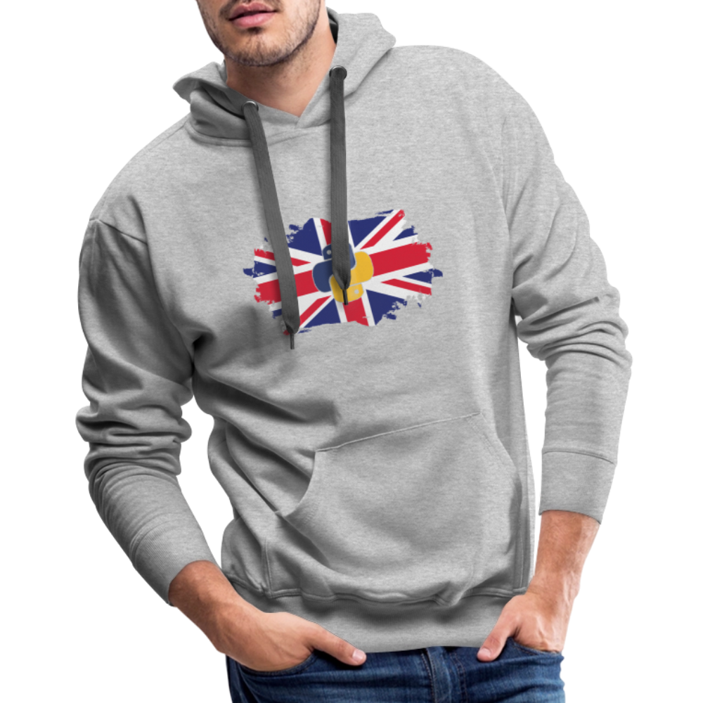 Python Logo - UK Flag (Men's Premium Hoodie) - heather grey