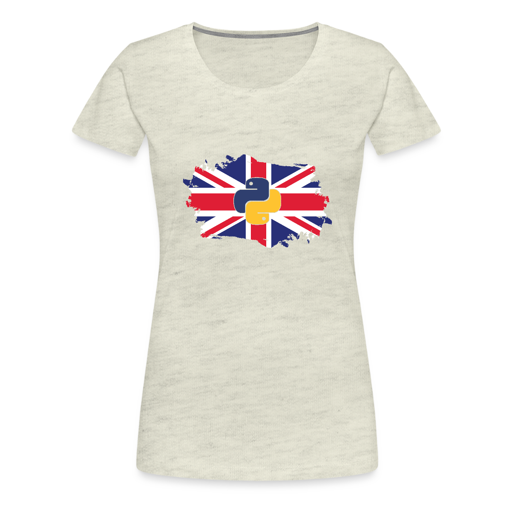 Python Logo - UK Flag (Women's Premium T-Shirt) - heather oatmeal