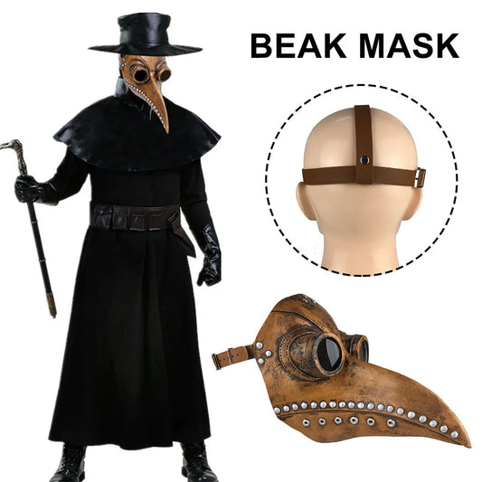 Plague Doctor Mask Leather In Black Beak Mask Plague Doctor Halloween Mask Steampunk Birds Cosplay Doctour Party Props De Peste