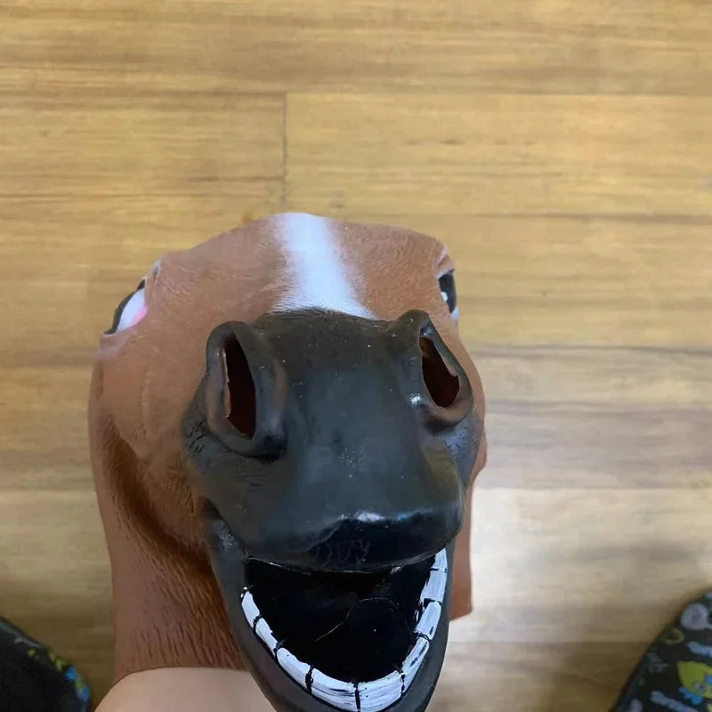 White, black, brown horse head masks for boys and girls, fun latex animal masks, novel Halloween role-playing costumes, headwear