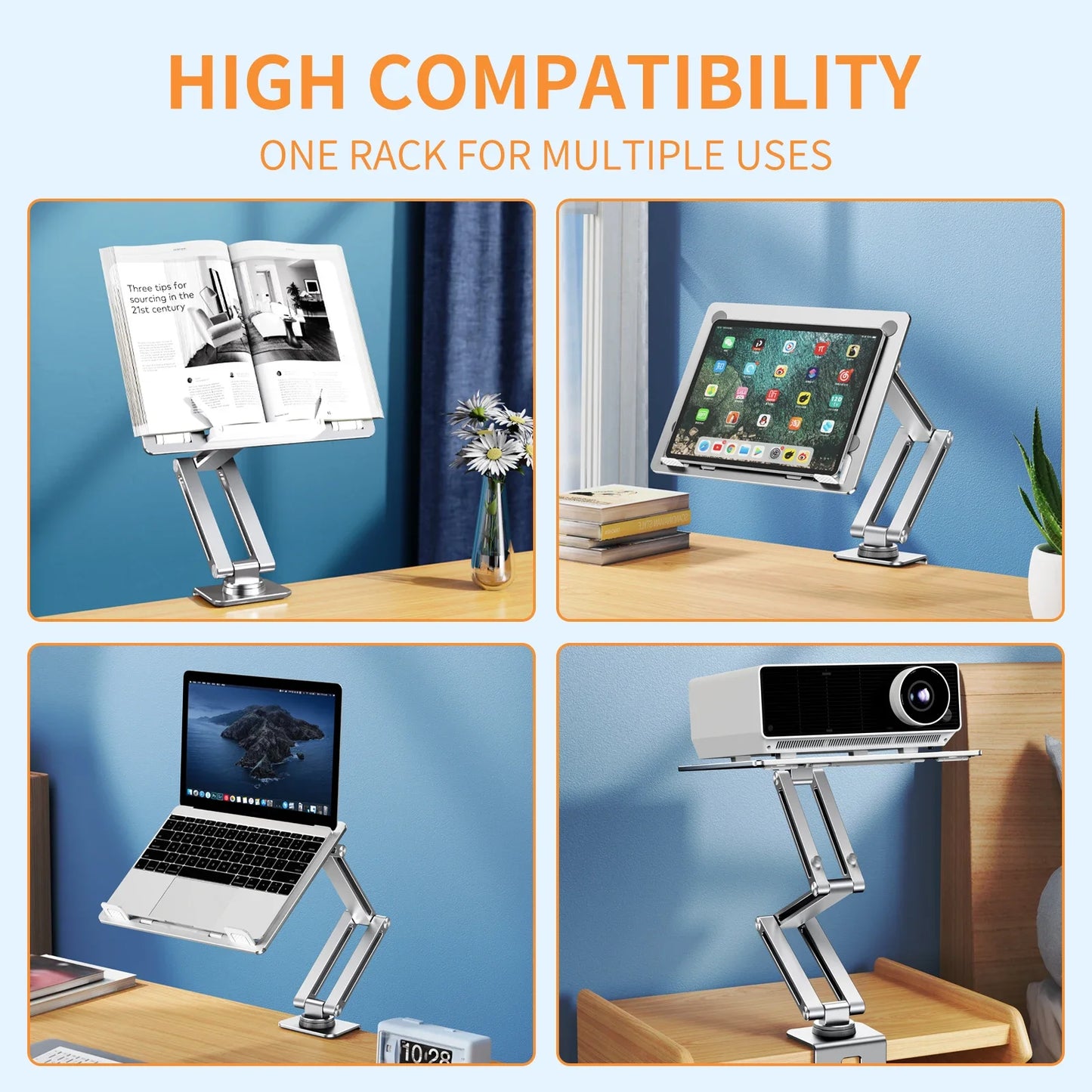 Eary Laptop Mount for Desk Laptop Arm Mount with 360°Rotating for Notebook up to 17 inch Adjustable Foldable Laptop Stand Holder