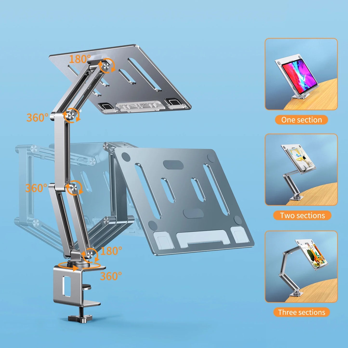 Eary Laptop Mount for Desk Laptop Arm Mount with 360°Rotating for Notebook up to 17 inch Adjustable Foldable Laptop Stand Holder