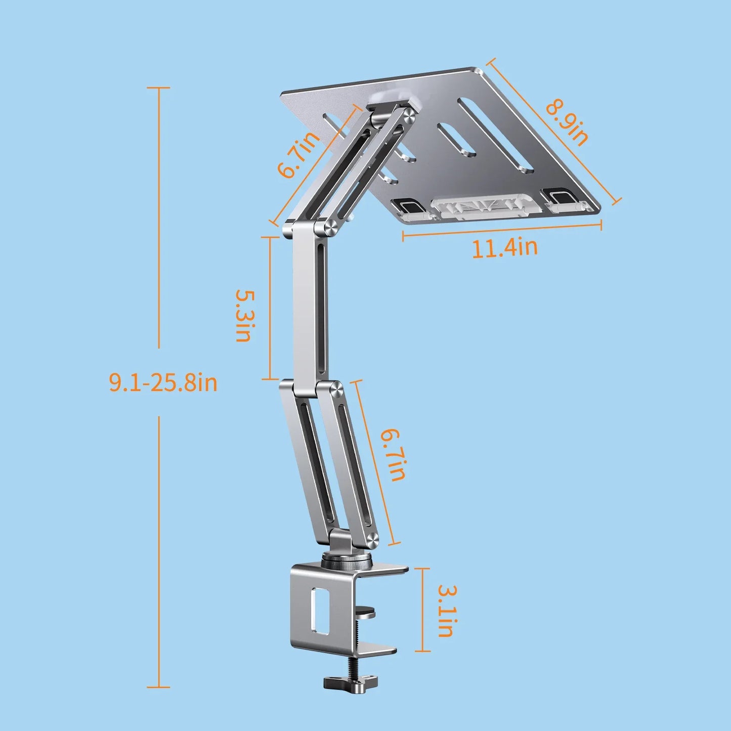 Eary Laptop Mount for Desk Laptop Arm Mount with 360°Rotating for Notebook up to 17 inch Adjustable Foldable Laptop Stand Holder