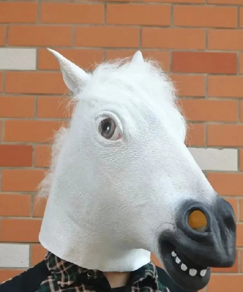 White, black, brown horse head masks for boys and girls, fun latex animal masks, novel Halloween role-playing costumes, headwear