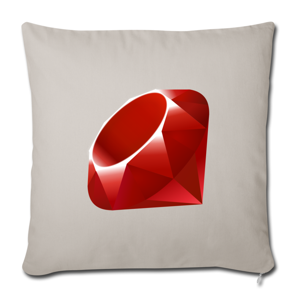 Ruby Logo (Throw Pillow Cover 18” x 18”) - light grey