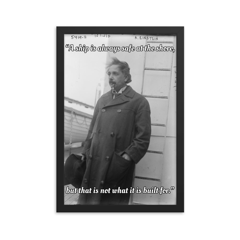 Einstein Aboard a Ship with Quote (Poster - Photo Paper Framed)