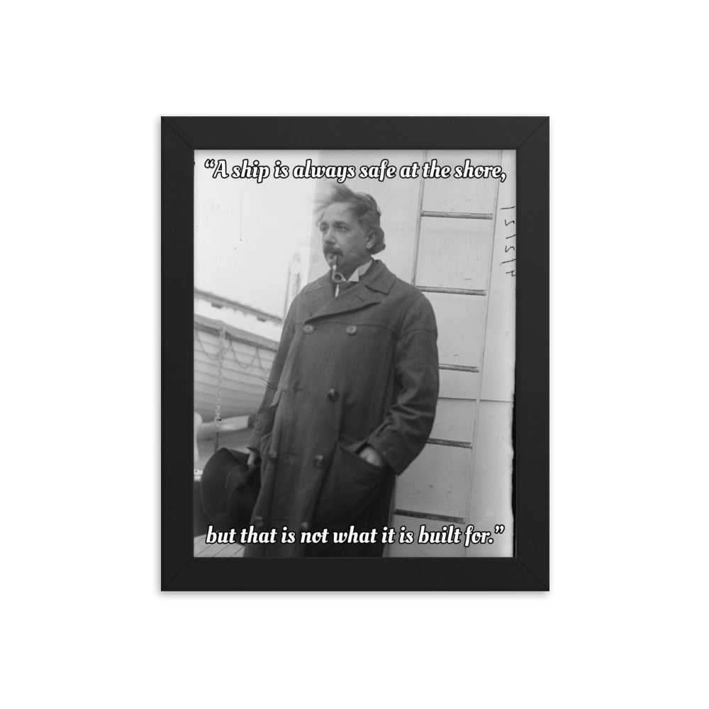 Einstein Aboard a Ship with Quote (Poster - Photo Paper Framed)