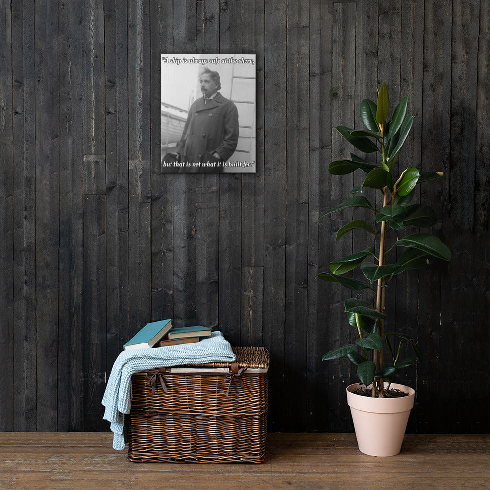Einstein Aboard a Ship with Quote (Canvas)