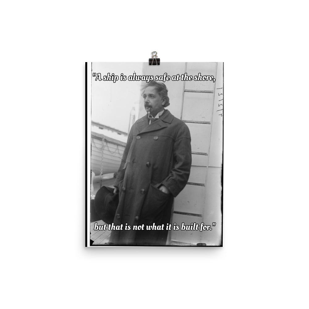 Einstein Aboard a Ship with Quote (Poster - Paper Matte)