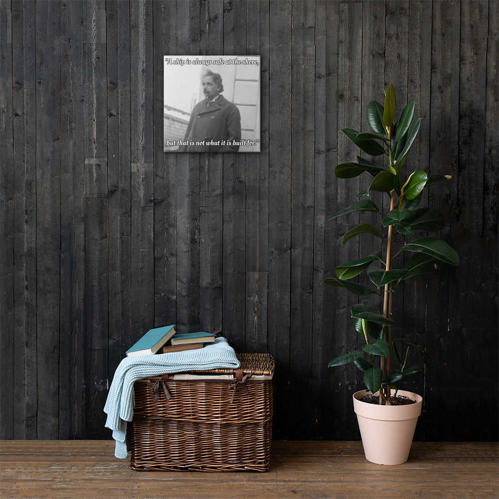 Einstein Aboard a Ship with Quote (Canvas)