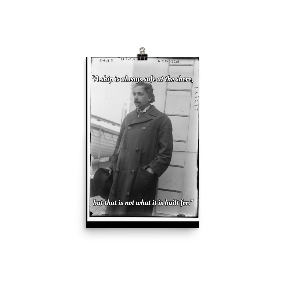 Einstein Aboard a Ship with Quote (Poster - Paper Matte)
