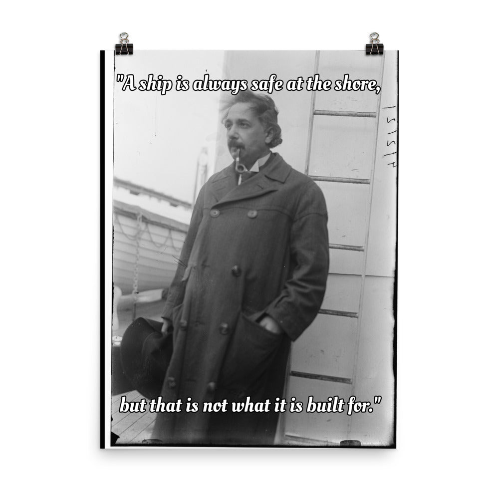 Einstein Aboard a Ship with Quote (Poster - Paper Matte)