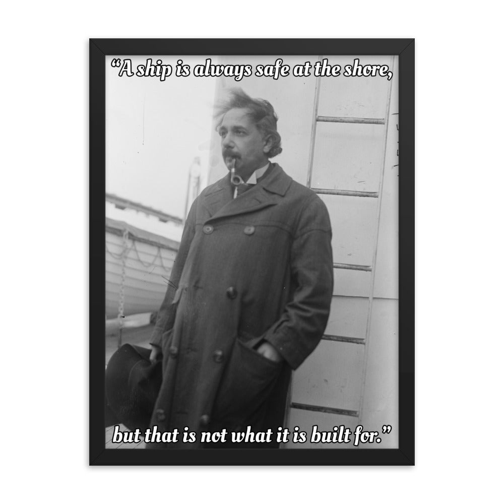 Einstein Aboard a Ship with Quote (Poster - Photo Paper Framed)