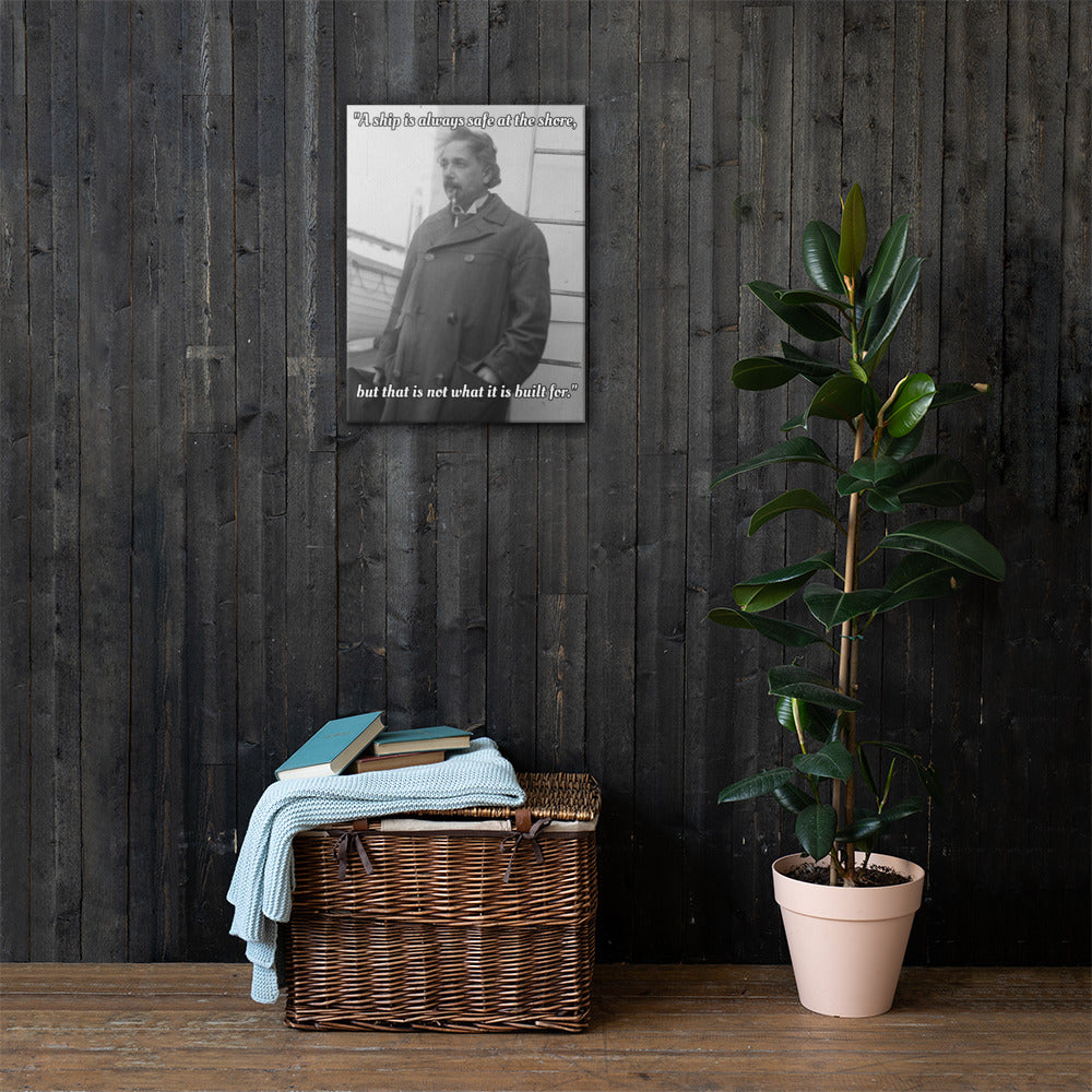 Einstein Aboard a Ship with Quote (Canvas)