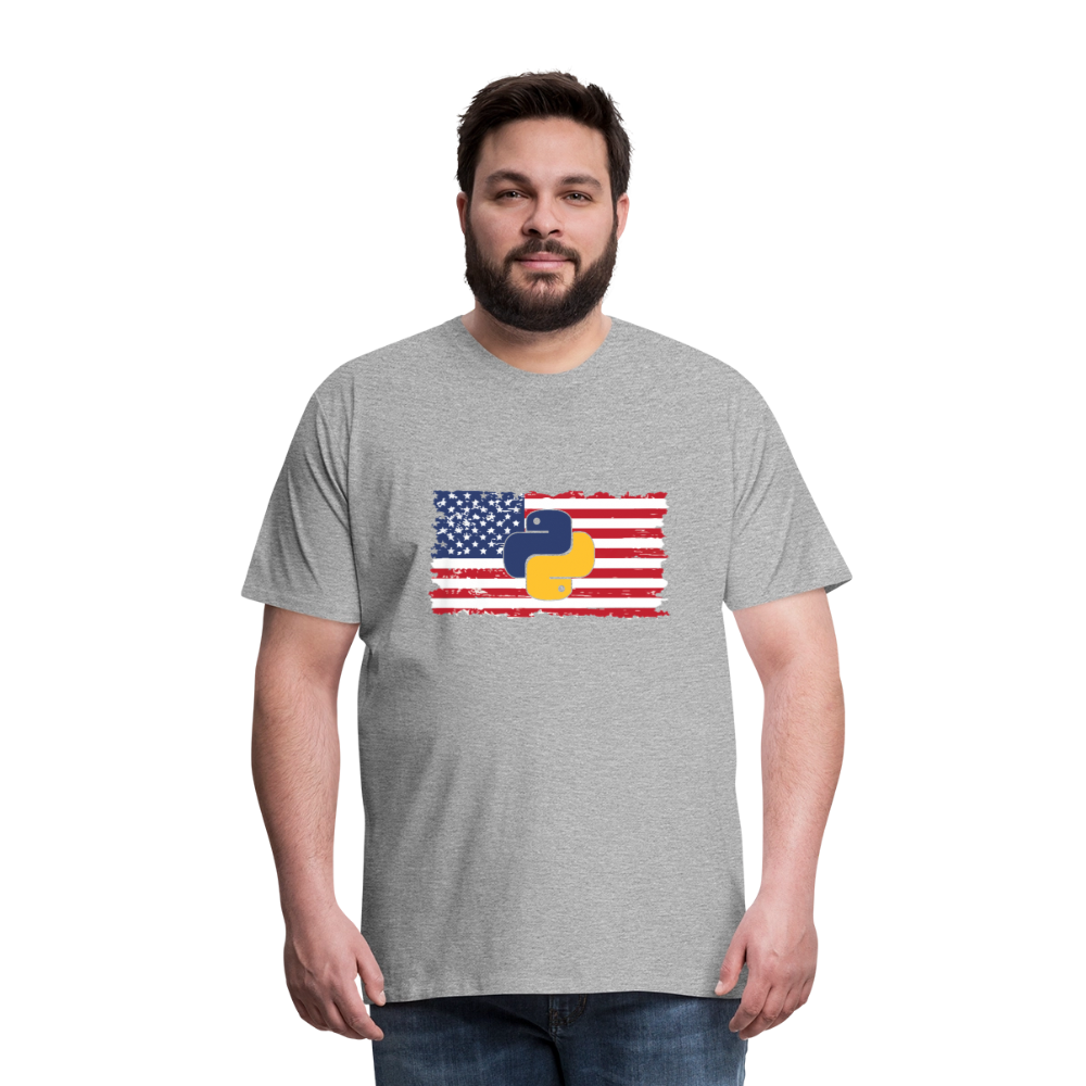 Python Logo - US Flag (Men's Premium T-Shirt) - heather gray