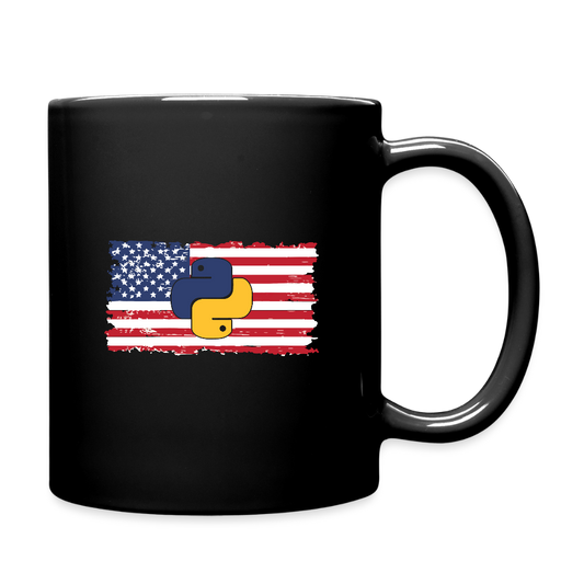Python Logo - US Flag (Full Color Mug) - black
