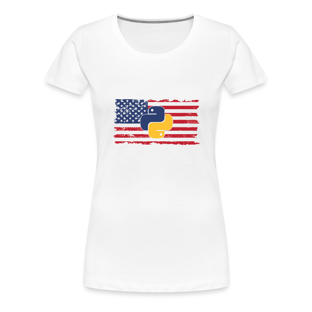 Python Logo - US Flag (Women's Premium T-Shirt) - white