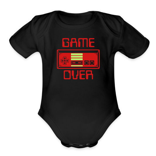 Game Over (Organic Short Sleeve Baby Bodysuit) - black