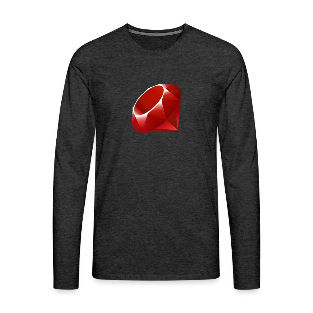 Ruby Logo (Men's Premium Long Sleeve T-Shirt) - charcoal grey