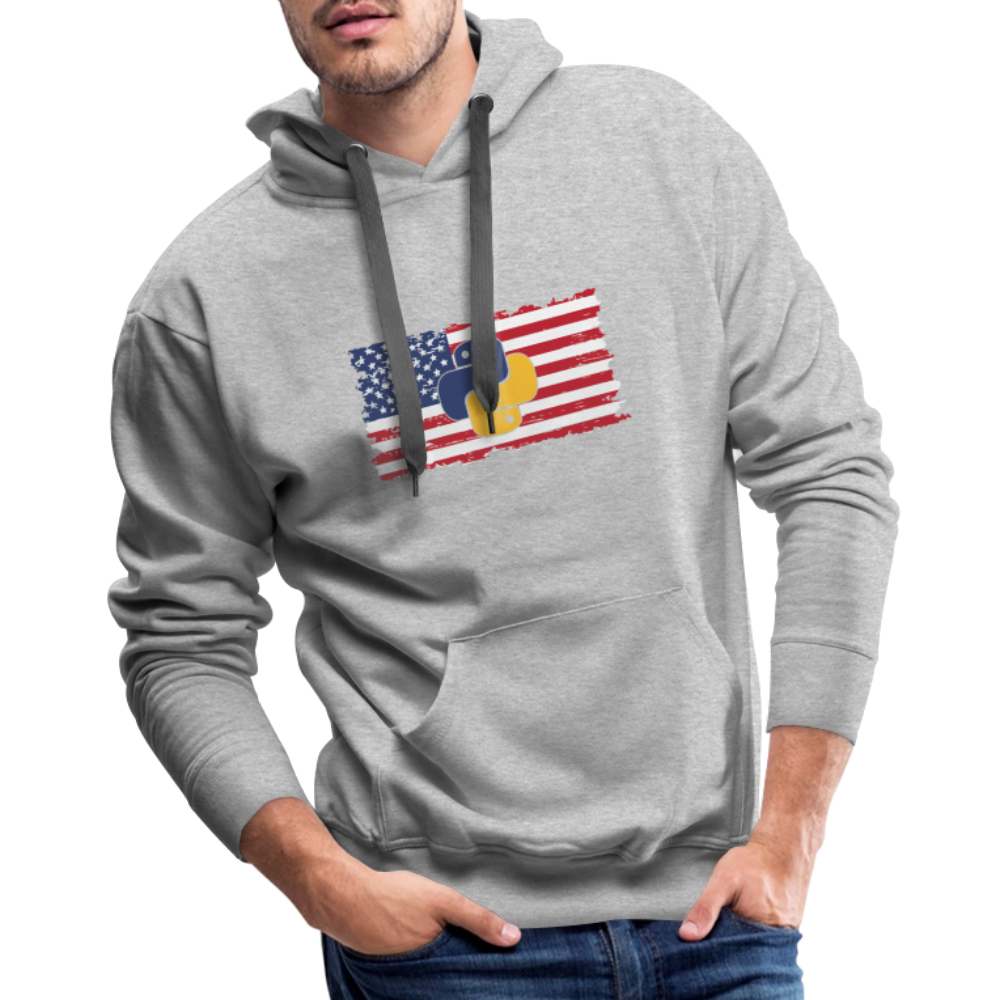 Python Logo - US Flag (Men's Premium Hoodie) - heather grey