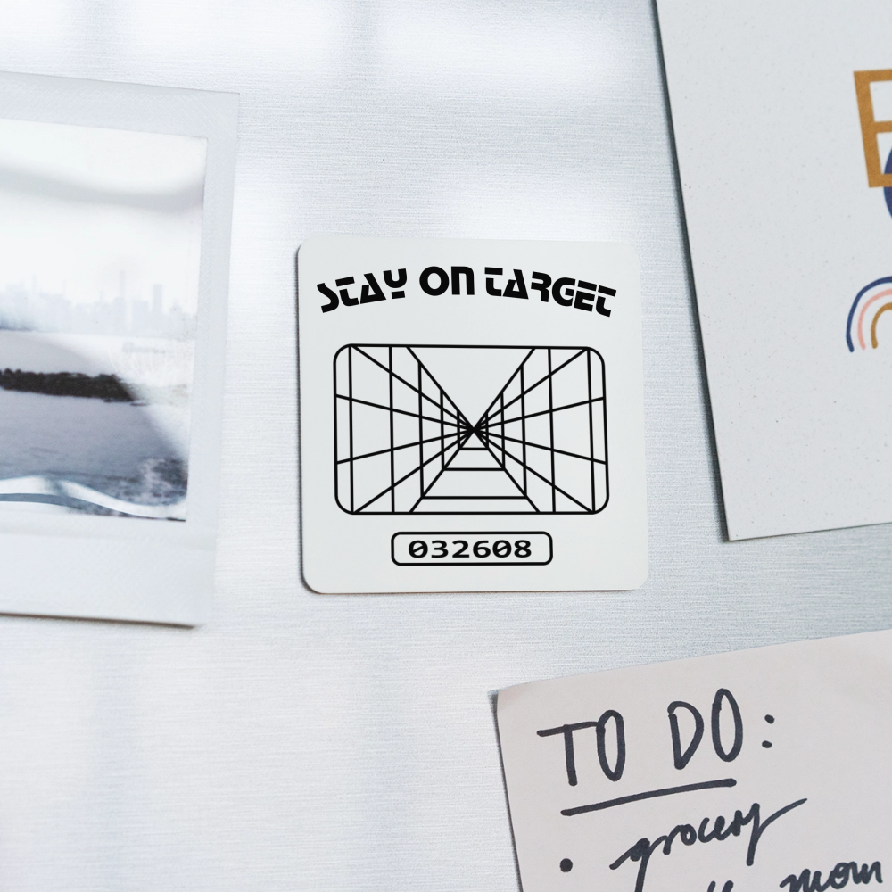 Stay on Target (Square Magnet) - white