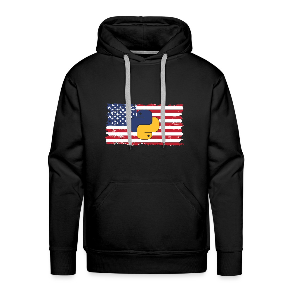 Python Logo - US Flag (Men's Premium Hoodie) - black