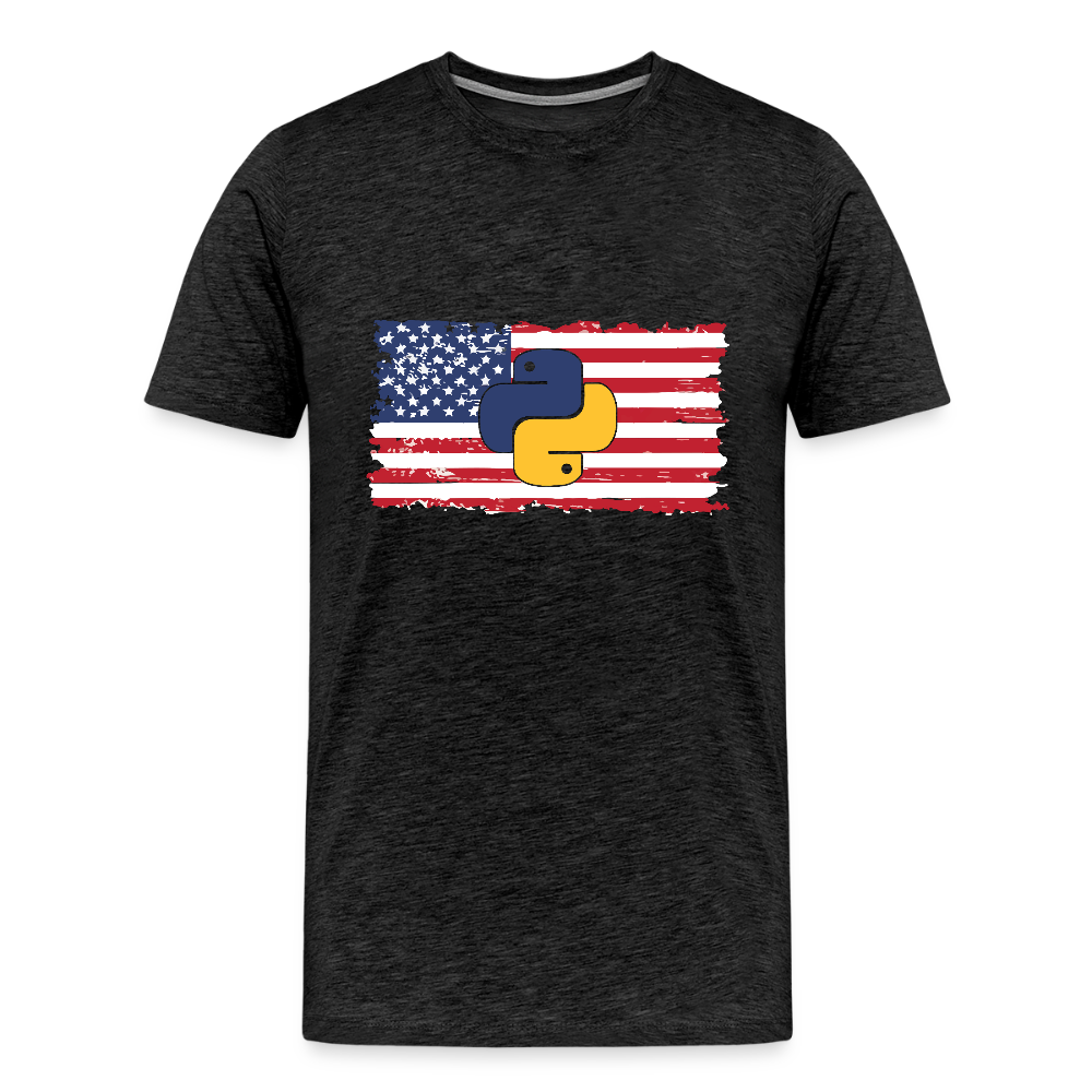 Python Logo - US Flag (Men's Premium T-Shirt) - charcoal grey
