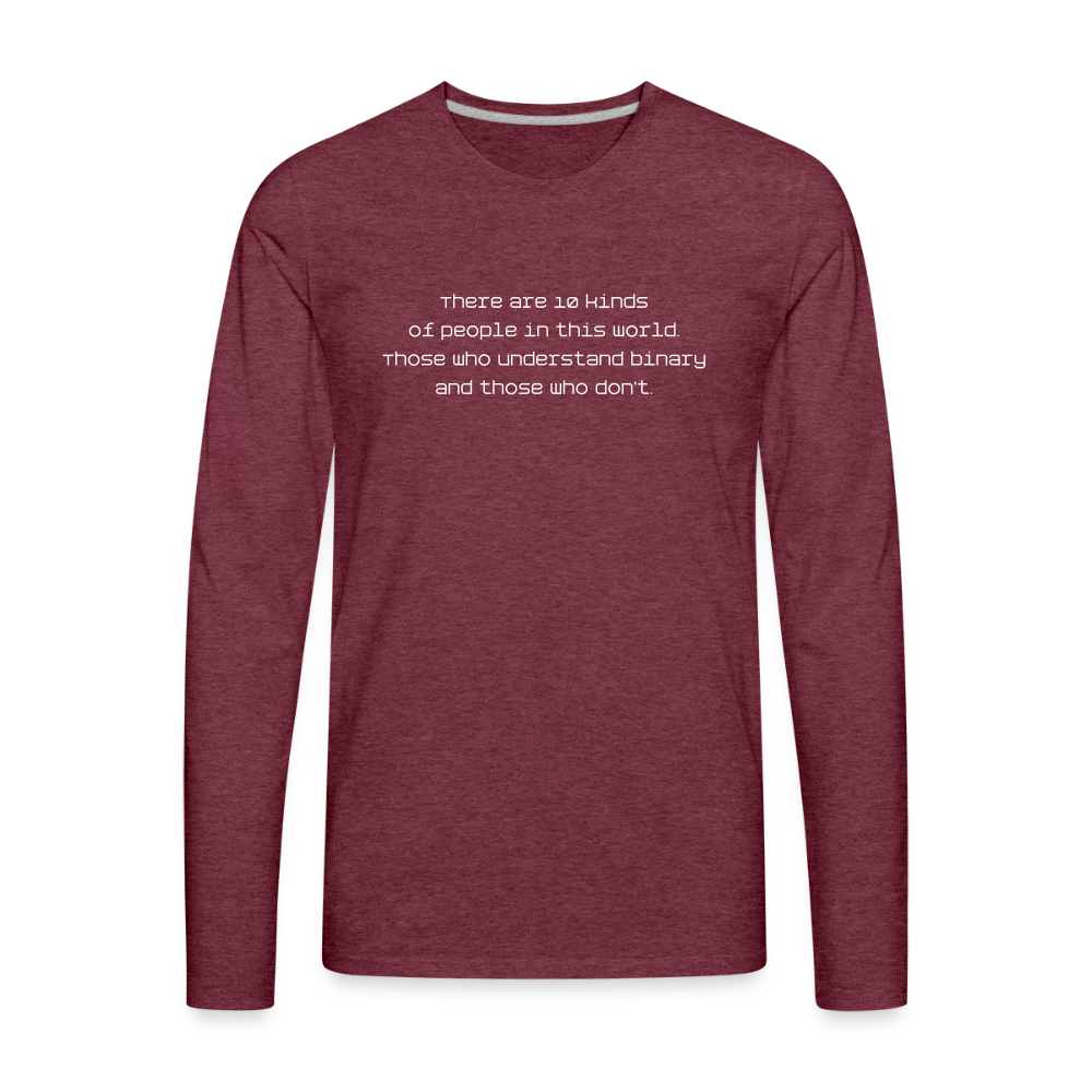 Binary People (Men's Premium Long Sleeve T-Shirt) - heather burgundy
