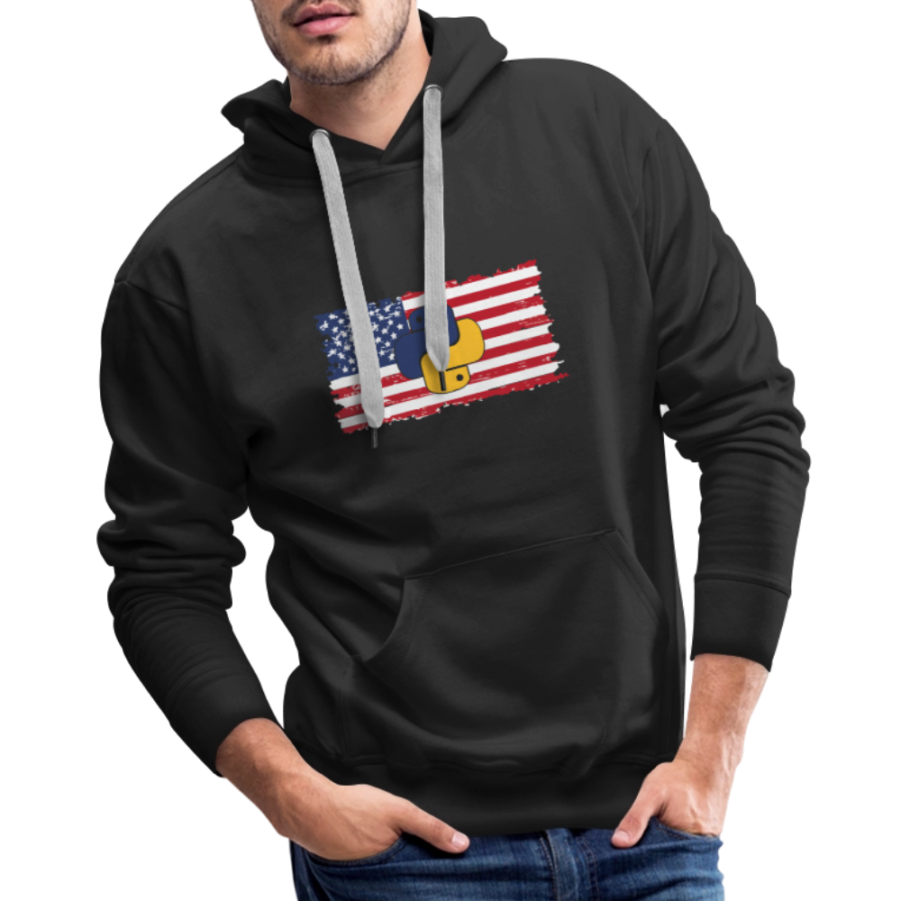 Python Logo - US Flag (Men's Premium Hoodie) - black