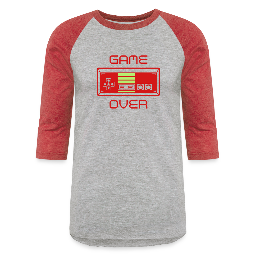Game Over (Baseball T-Shirt) - heather gray/red
