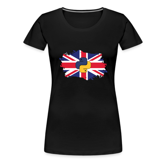 Python Logo - UK Flag (Women's Premium T-Shirt) - black