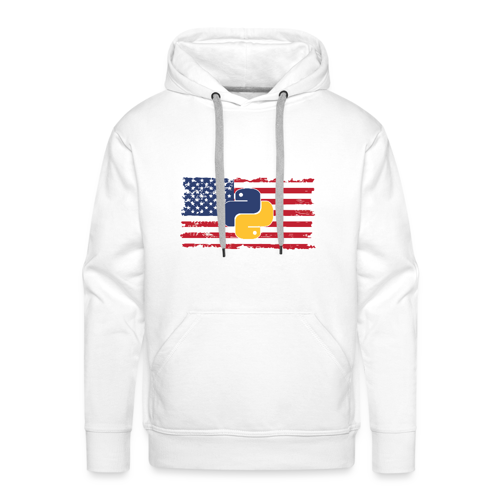 Python Logo - US Flag (Men's Premium Hoodie) - white